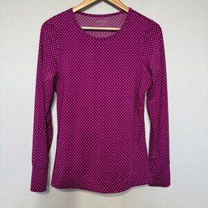Lands' End Women's Rash Guard Pullover Long Sleeve Geometric Top Purple Sz Small